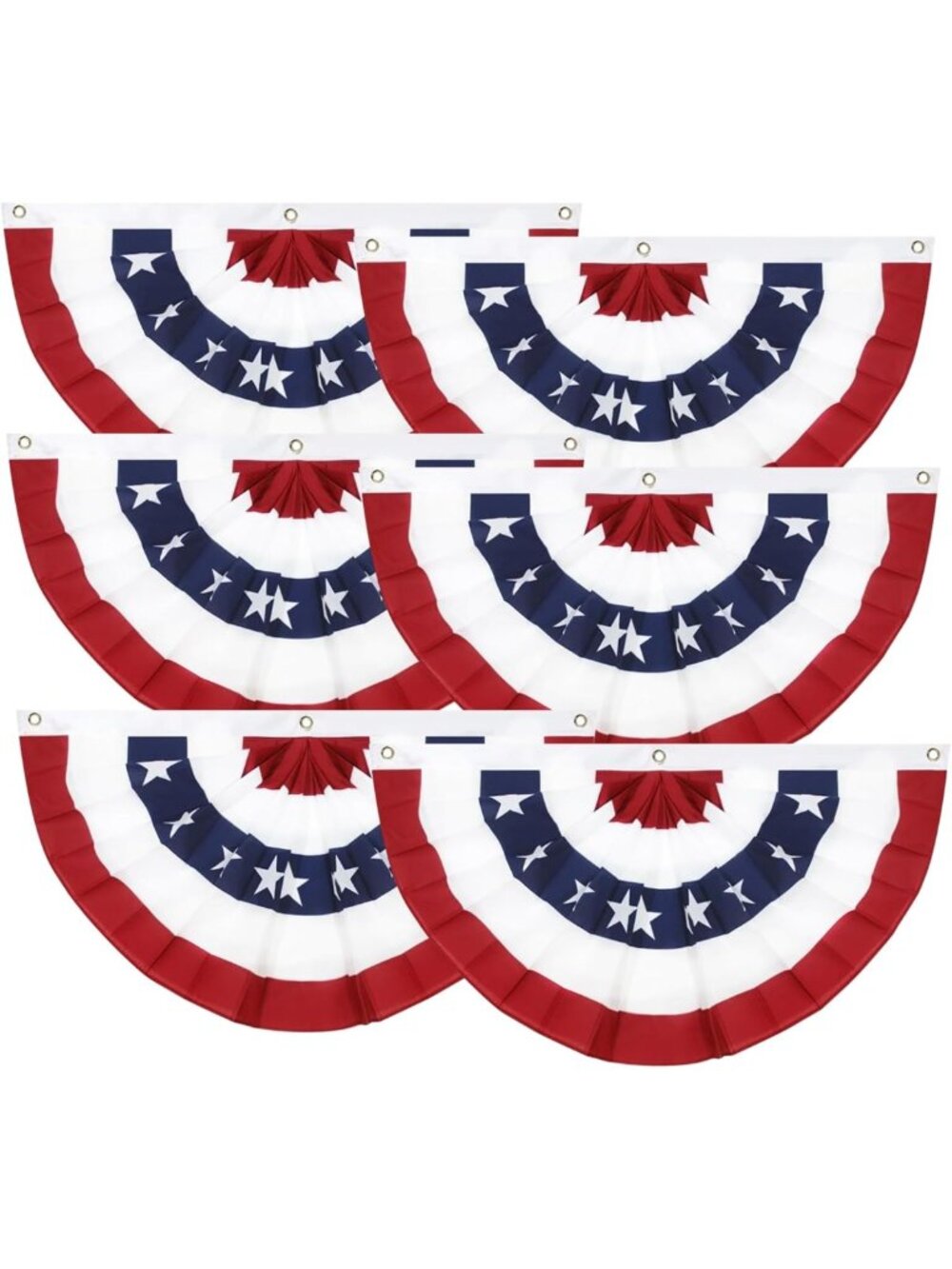 Patriotic 4th of July Decorations - USA Pleated Fan Bunting & Banner Set, 6-Pack
